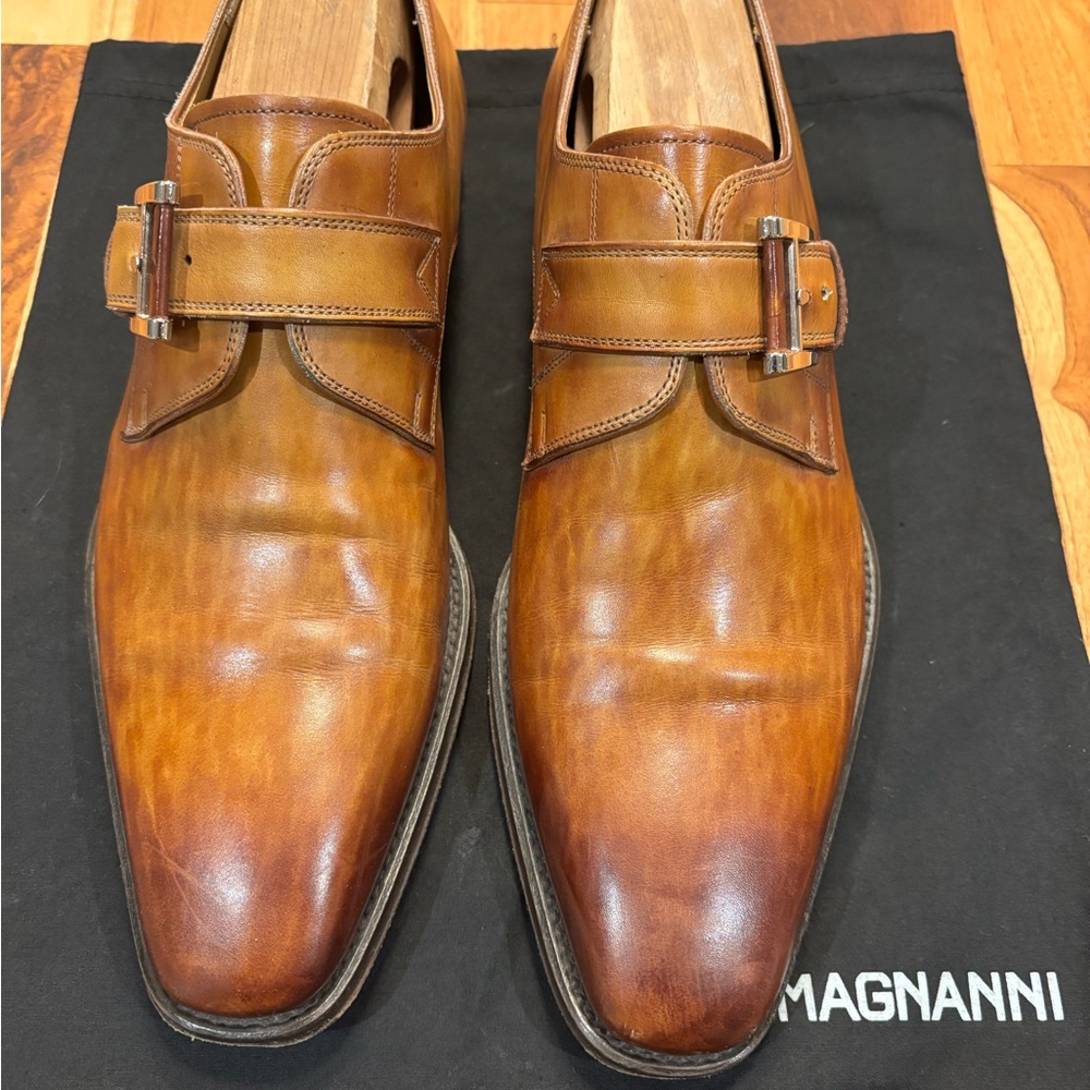 Timeless Magnanni Men's Tan Leather Classic Single Monk Strap